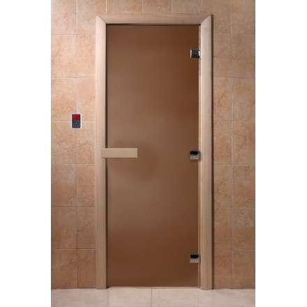 Стеклянная дверь для бани Doorwood Тёплая ночь 1900x800 бронза матовая (8 мм, 3 петли) в Барановичах