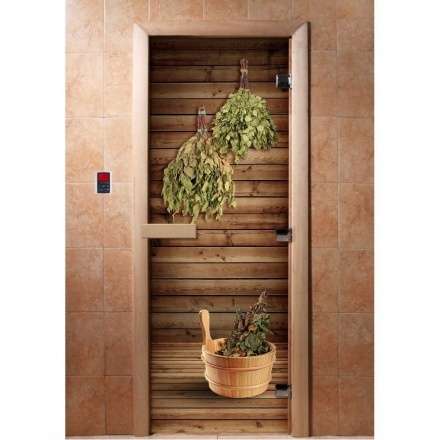 Дверь для сауны Doorwood с фотопечатью A004 1900x700 в Барановичах