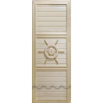 Дверь деревянная для бани DoorWood Штурвал 1840x740 без иллюминатора Эконом в Барановичах