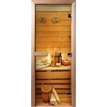 Дверь для сауны Doorwood с фотопечатью A033 1900x700 в Барановичах