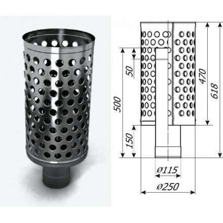 Каменка натрубная ДИЗЕЛЬ, ф115, 1/0,5мм, нерж/нерж в Барановичах