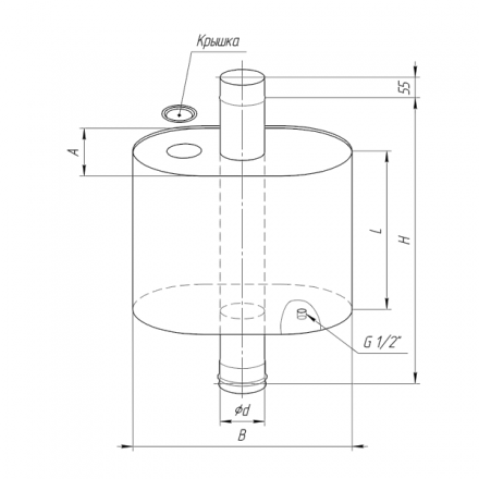 Бак Ferrum Комфорт эллиптический с трубой 50 л в Барановичах