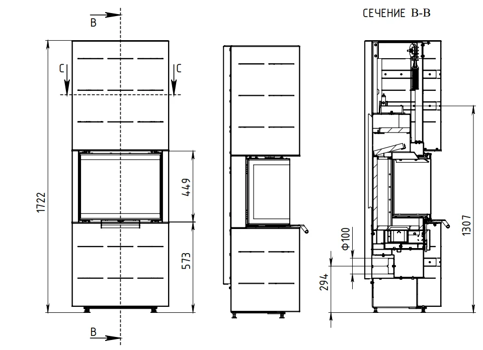 Печь-камин АОТ 7.0-01 в модификации Селена 7 в Барановичах