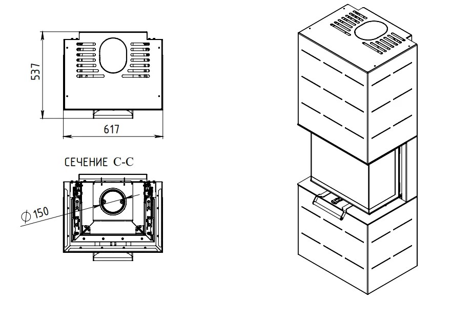 Печь-камин АОТ 7.0-01 в модификации Селена 7 в Барановичах