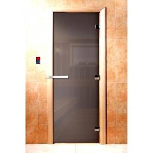 Дверь для сауны Doorwood Сумерки Графит прозрачный 1800x700 (стекло 8 мм, 3 петли) в Барановичах