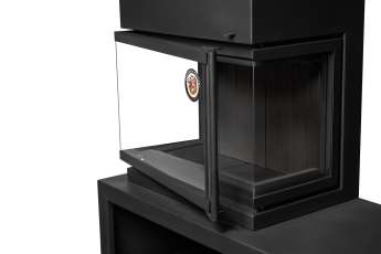 Камин МАДРИД на дровнике Гигант слева черный\белый шамот в Барановичах