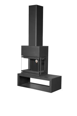 Камин МАДРИД на дровнике Гигант слева черный\белый шамот в Барановичах