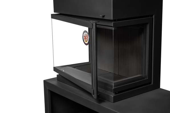 Камин МАДРИД на дровнике Гигант слева черный\белый шамот в Барановичах