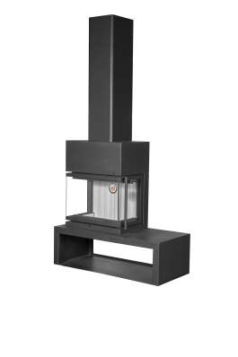 Камин МАДРИД на дровнике Гигант слева черный\белый шамот в Барановичах