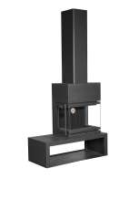 Камин МАДРИД на дровнике Гигант справа черный\белый шамот в Барановичах