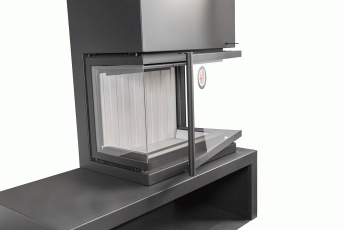 Камин МАДРИД на дровнике Гигант справа черный\белый шамот в Барановичах