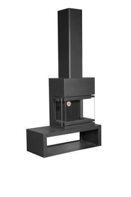 Камин МАДРИД на дровнике Гигант справа черный\белый шамот в Барановичах