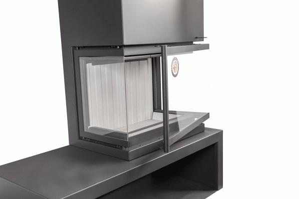 Камин МАДРИД на дровнике Гигант справа черный\белый шамот в Барановичах