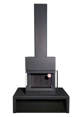 Камин МАДРИД на дровнике Гигант центральный черный\белый шамот в Барановичах