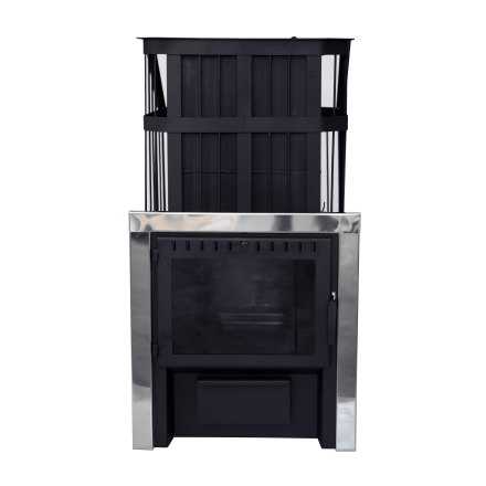 Печь банная Сибирь-24 c закрытой каменкой, панорамная дверца в Барановичах