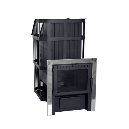 Печь банная Сибирь-24 c закрытой каменкой, панорамная дверца в Барановичах