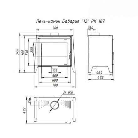 Печь-камин стальная со стеклом Бавария 12 фото в Барановичах