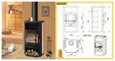 Купить стальной камин с шамотом Мета-Бел Ангара в Барановичах фото в Барановичах