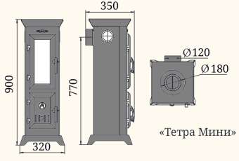 Отопительная печь Термофор Статика Тетра Мини, чёрная бронза фото в Барановичах