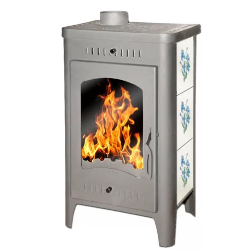 Стальной камин со стеклом Бавария Оптима Незабудка с плитой фото в Барановичах