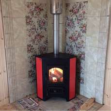 Купить Печь-камин Везувий ПК-01 (220) угловой красный 9 кВт в Барановичах в Барановичах