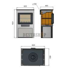 недорогой печь-камин со стеклом ЭТНА (БКД) с плитой Амазонка бай фото в Барановичах