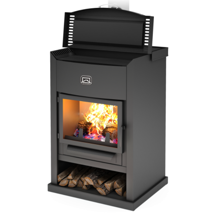 Стальной камин с дровницей Теплодар ОВ-120 (прямой) фото в Барановичах