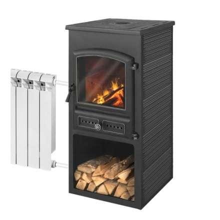 Печь-камин ЭТНА (БКД) с плитой и ТО Антрацит высокий купить в Барановичах