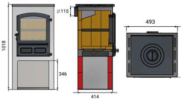 Стальной камин со стеклом ЭТНА (БКД) с плитой и теплообменником фото в Барановичах