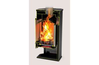 Стальной недорогой камин с дровницей Теплодар Румба фото в Барановичах