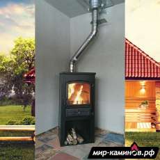 Печь-камин ЭТНА (БКД) с плитой и ТО Бежевый высокий в Барановичах
