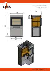 Стильный камин ЭТНА (Панорама) с плитой "Антрацит" высокий фото в Барановичах