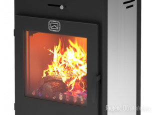 Стальной недорогой камин со стеклом и дровницей Теплодар Танго плюс фото в Барановичах