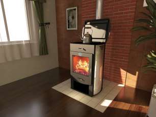 Стальной недорогой камин со стеклом Теплодар Танго плюс фото в Барановичах