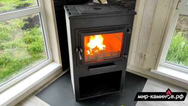 Недорогой печь-камин ЭТНА (Панорама) с плитой и ТО Антрацит" высокий фото в Барановичах