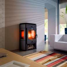 Стильный камин с тремя стеклами Теплодар Танго Трио фото в интерьере в Барановичах