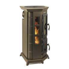 Отопительная недорогая печь Термофор Статика Квинта, чёрная бронза фото с боку в Барановичах