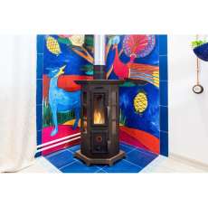 Угловая стальная печь Термофор Статика Квинта, чёрная бронза фото в Барановичах