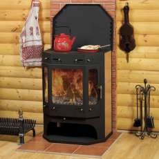 Печь-камин Бавария с плитой аква фото в Барановичах