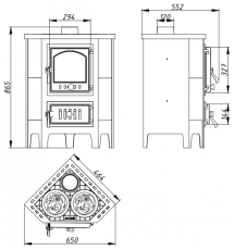 Печь-камин Бавария угловая чугун с плитой в Барановичах