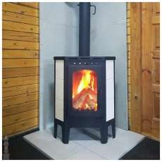 Стальной камин Бавария угловая Амазонка бай фото в интерьере в Барановичах