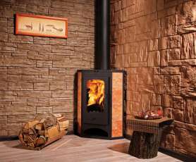 Недорогая печь-камин со стеклом Бавария угловая с плитой фото  в Барановичах