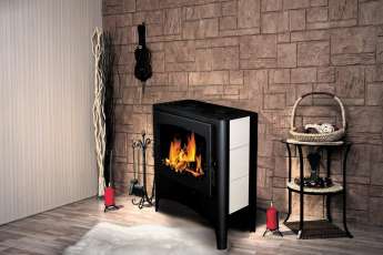 Печь-камин Бавария Эко с плитой 2 конфорки фото в интерьере в Барановичах