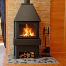 Стальной большой камин Бавария 3 стекла чёрная фото в Барановичах