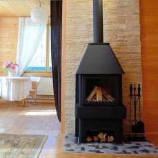 Стальной стильный камин Бавария 3 стекла чёрная фото в Барановичах