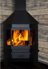 Печь-камин Бавария Мюнхен пристенно-угловой черный фото в интерьере в Барановичах