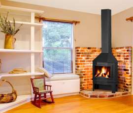 Стальной камин Бавария Мюнхен пристенно-угловой черный фото в интерьере в Барановичах