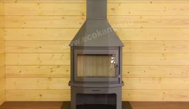 Печь-камин со стеклом Бавария Мюнхен пристенно-угловой графит фото в Барановичах