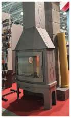 Стальной камин Бавария Мюнхен со стеклом угловой чёрный (без перемычки) фото в Барановичах