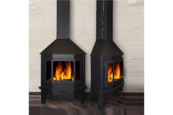 Стальной камин со стеклом Мюнхен угловой чёрный фото в Барановичах